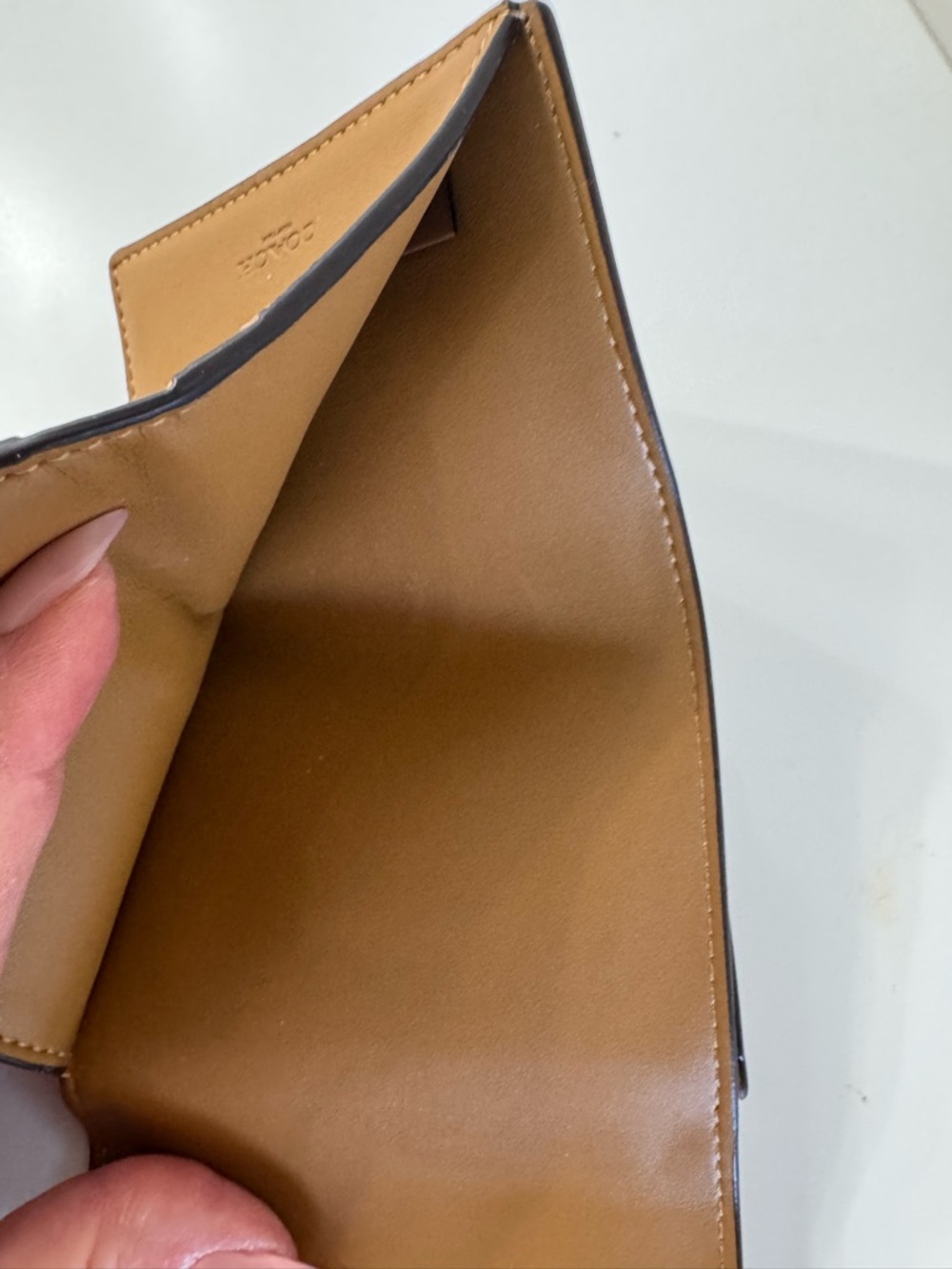 Coach Leather Trifold Wallet with Gold Accent, Honey Brown, Detachable Zip Pouch - Picture 5 of 7